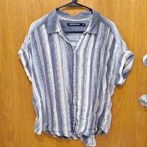 Soft and oversized short sleeve striped button down